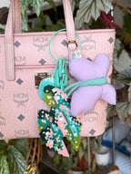 .𖥔 ݁ ˖LoopJelly𓂃.☘︎ ݁˖Pixel Leaves Keychain🌿Pink Variegated Polka Dot Begonia ✨